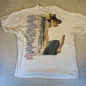 VTG 1998 Garth Brooks World Tour T Shirt XL Mens White Graphic Tee BlueRose Inc